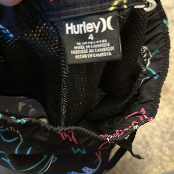 Boys Hurley Swimming Trunks. Drawstring and Velcro back pocket. - Picture 3 of 4